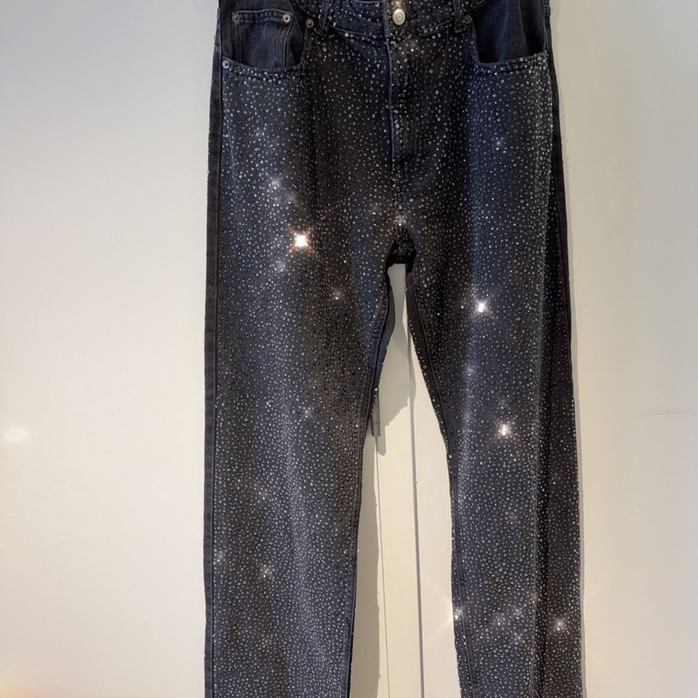 Rhinestone embellished Black Jeans RARE AND HTD GLAM ZARA RHINESTONE EMBELLISHED